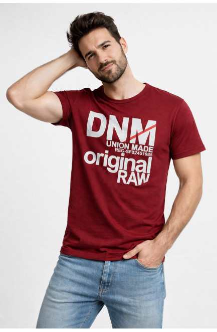 Футболка мужская бордового цвета с принтом 210407L