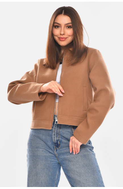 Куртка женская демисезонная укороченная коричневого цвета 210419L