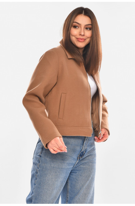 Куртка женская демисезонная укороченная коричневого цвета 210419L