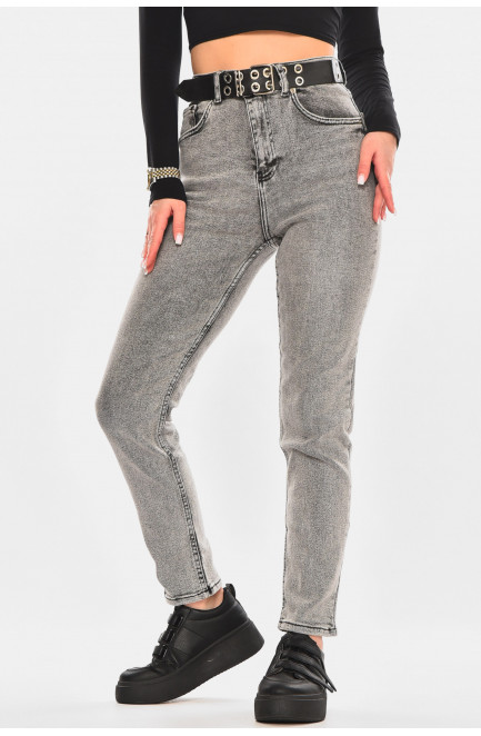 Джинсы женские однотонные серого цвета 210463L