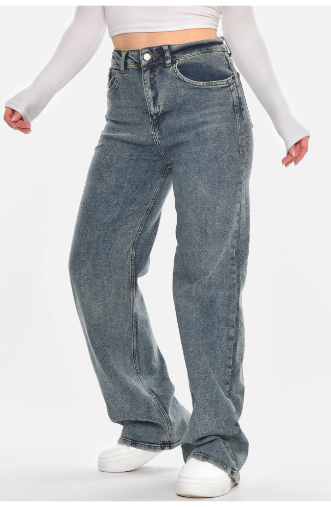 Джинсы женские однотонные синего цвета 210505L