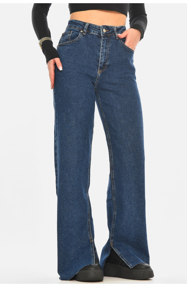 Джинсы женские однотонные синего цвета 210511L