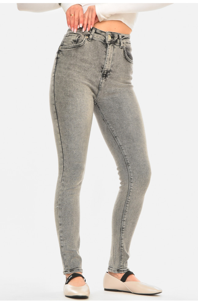 Джинсы женские однотонные серого цвета 210613L