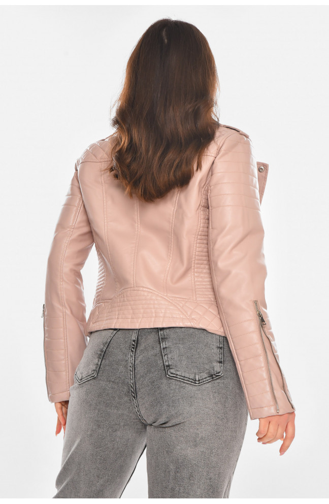 Куртка-косуха женская из экокожи пудрового цвета 210850L
