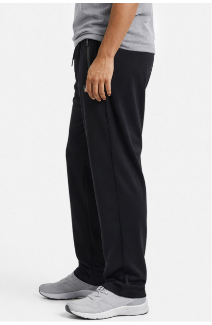 Спортивные штаны мужские полубатальные черного цвета 210887L