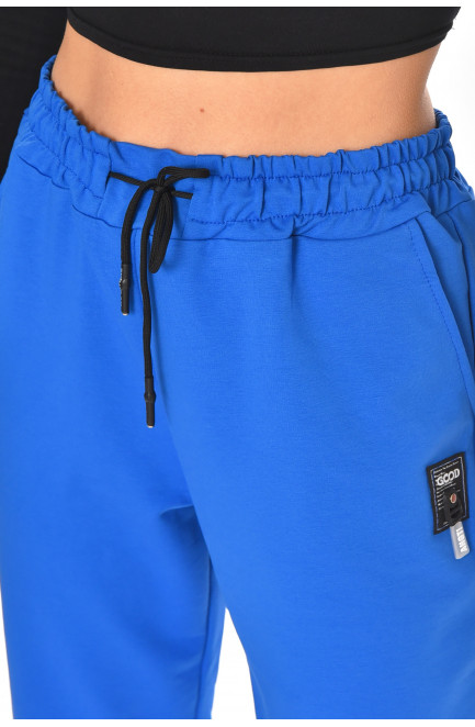 Спортивные штаны женские однотонные синего цвета 210971L