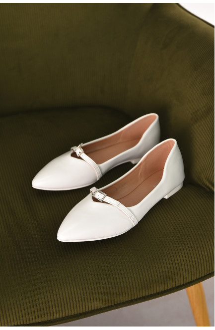 Балетки женские белого цвета 211015L