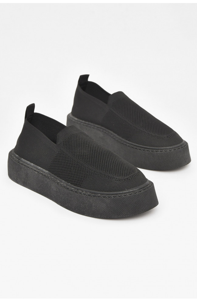 Кроссовки женские черного цвета текстиль 211019L