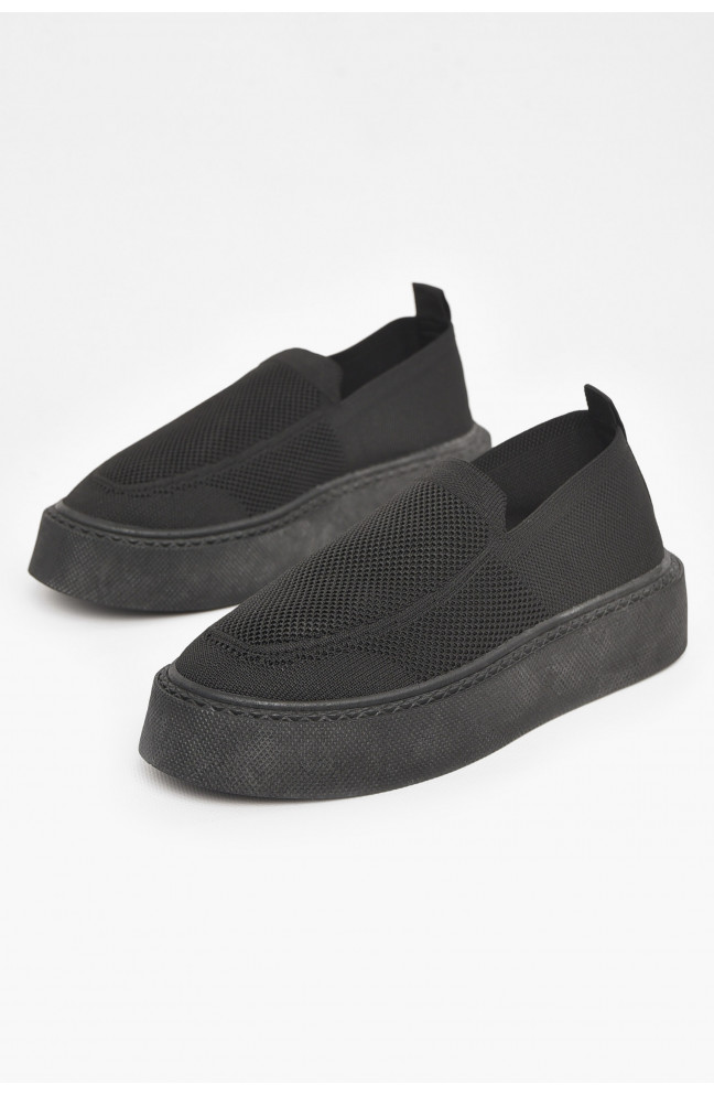 Кроссовки женские черного цвета текстиль 211019L