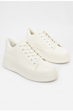 Кроссовки женские белого цвета на шнуровке 211021L