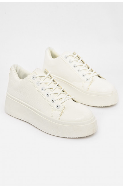 Кроссовки женские белого цвета на шнуровке 211021L