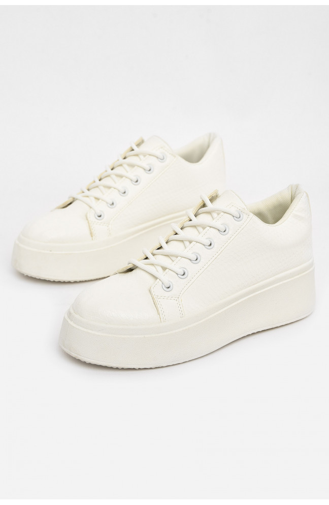 Кроссовки женские белого цвета на шнуровке 211021L