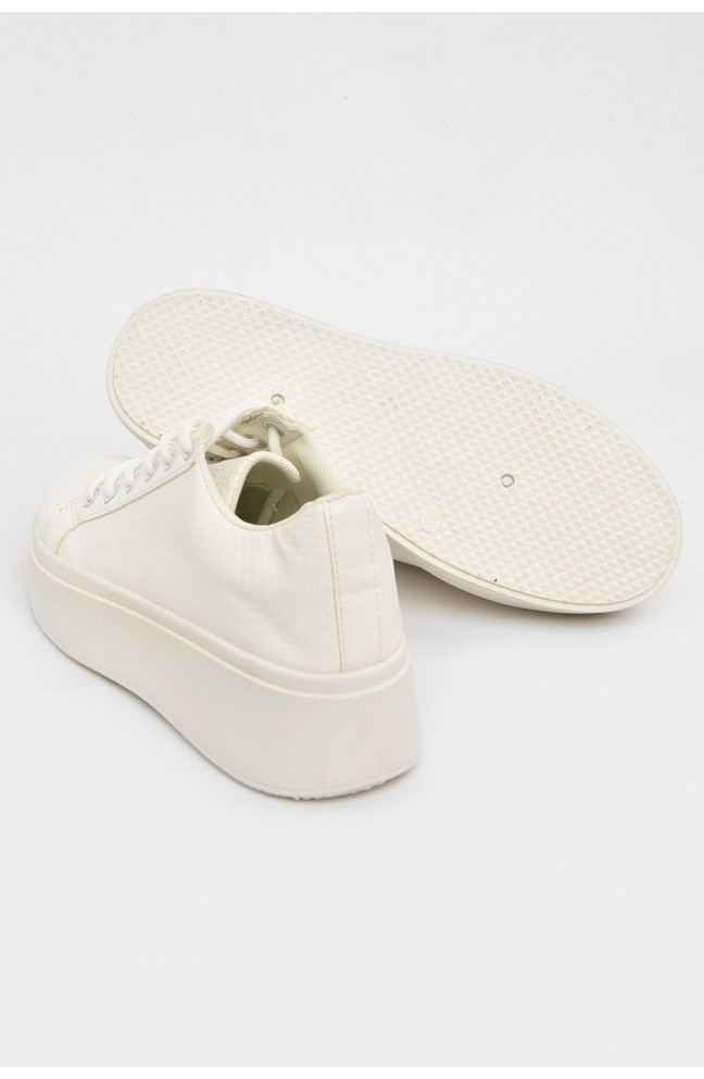 Кроссовки женские белого цвета на шнуровке 211021L