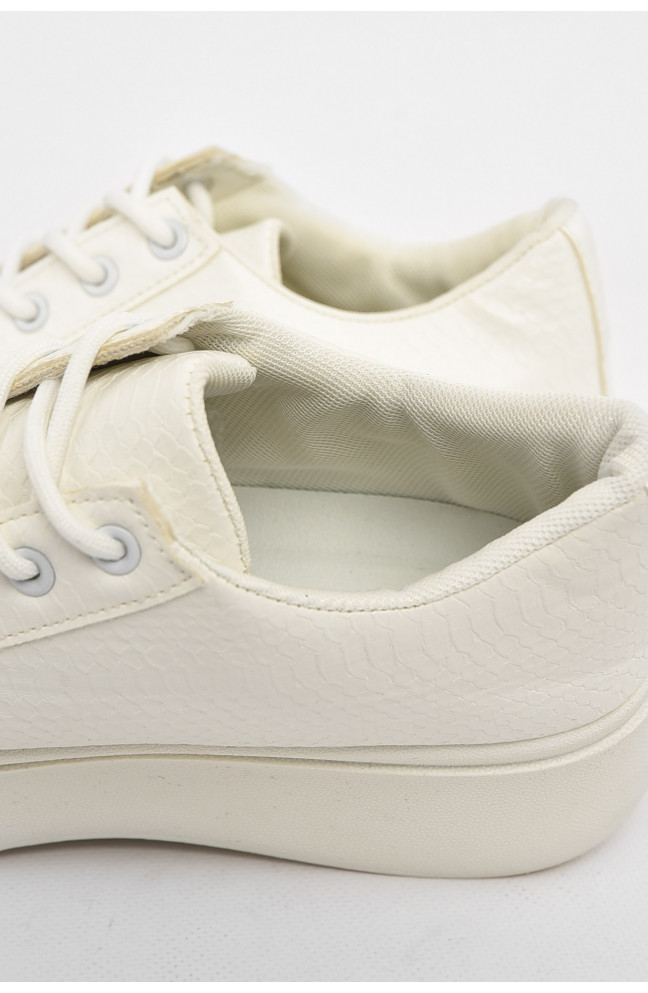 Кроссовки женские белого цвета на шнуровке 211021L