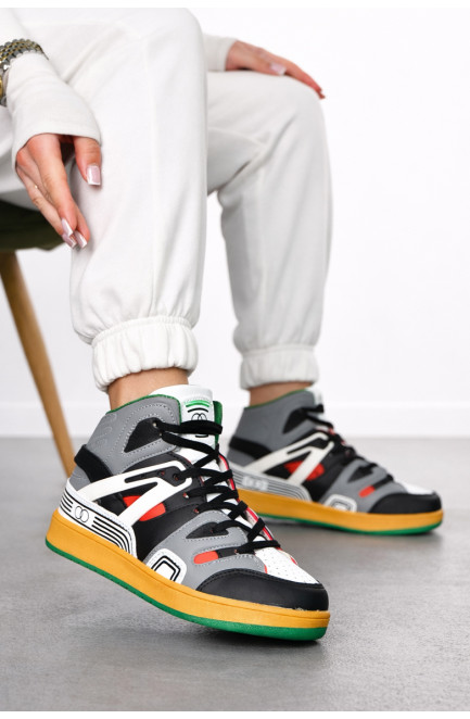 Кроссовки женские серого цвета на шнуровке 211146L