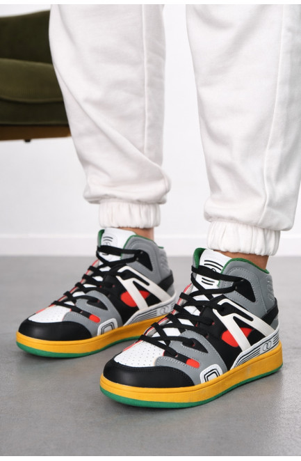 Кроссовки женские серого цвета на шнуровке 211146L