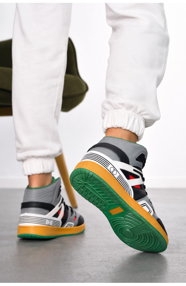 Кроссовки женские серого цвета на шнуровке 211146L