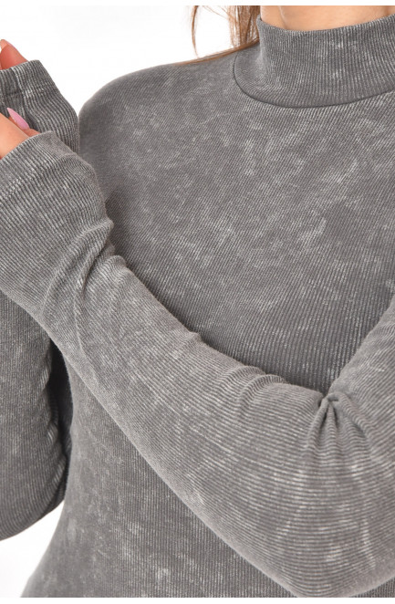 Платье женское однотонное удлиненное серого цвета 211191L