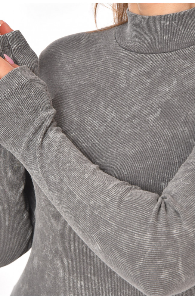 Платье женское однотонное удлиненное серого цвета 211191L