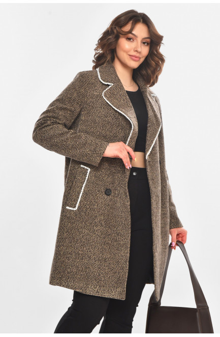 Пальто женское однотонное бежевого цвета 211200L