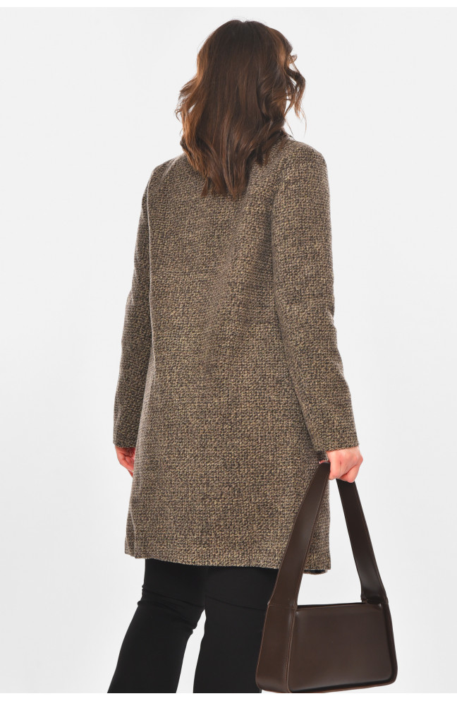 Пальто женское однотонное бежевого цвета 211200L