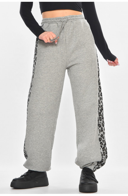 Штаны женские серого цвета со вставками 211206L