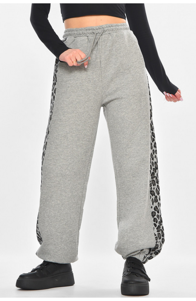 Штаны женские серого цвета со вставками 211206L