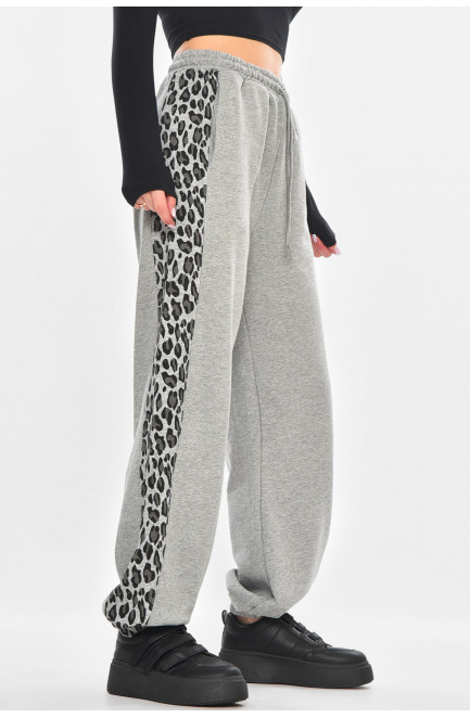 Штаны женские серого цвета со вставками 211206L