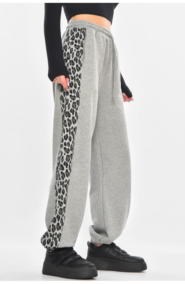 Штаны женские серого цвета со вставками 211206L