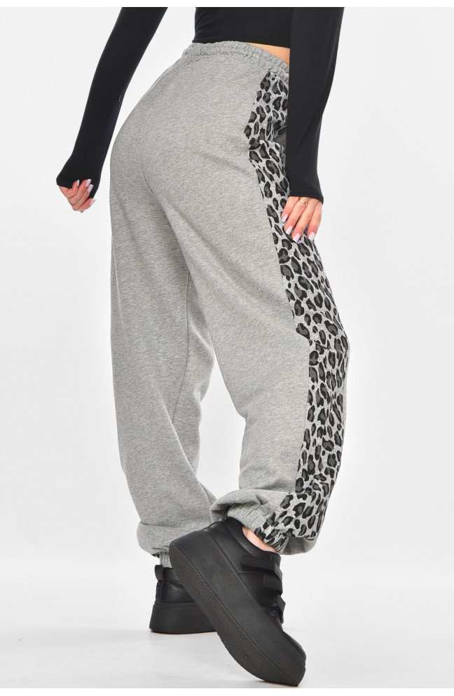 Штаны женские серого цвета со вставками 211206L