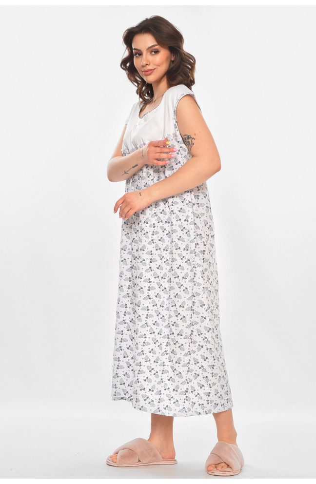 Ночная рубашка женская полубатальная белого цвета с принтом 211274L