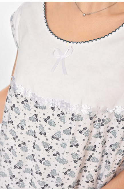 Ночная рубашка женская полубатальная белого цвета с принтом 211274L