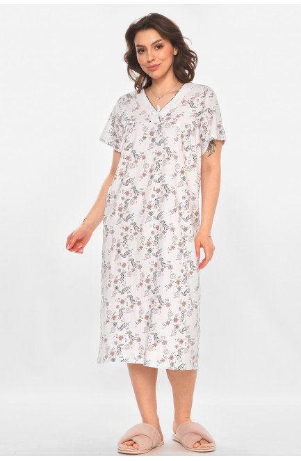 Ночная рубашка женская полубатальная белого цвета с принтом 211284L