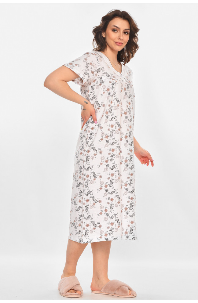 Ночная рубашка женская полубатальная белого цвета с принтом 211284L