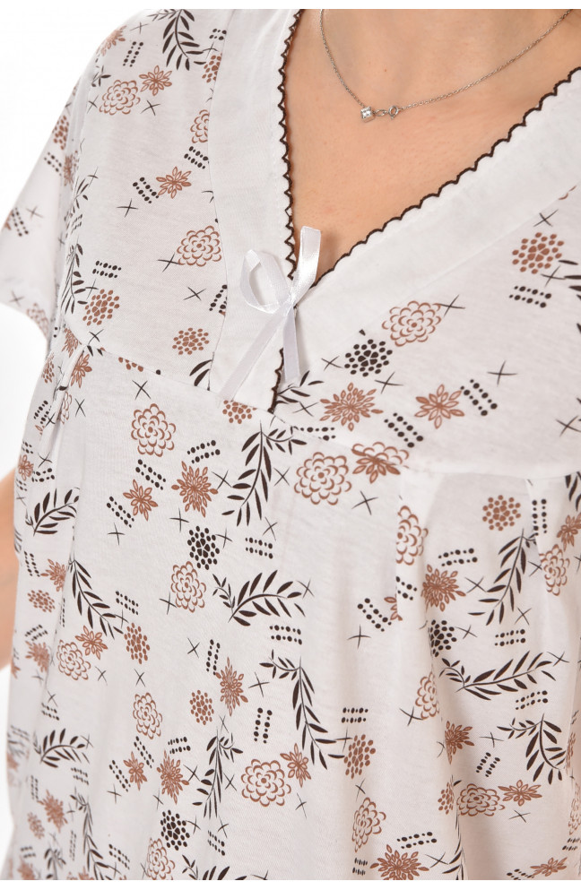 Ночная рубашка женская полубатальная белого цвета с принтом 211284L