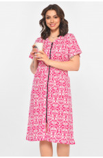 Халат женский полубатальный розового цвета с принтом 211327L