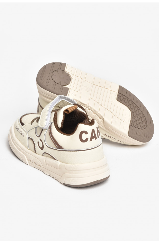 Кроссовки детские молочного цвета на липучке 211343L