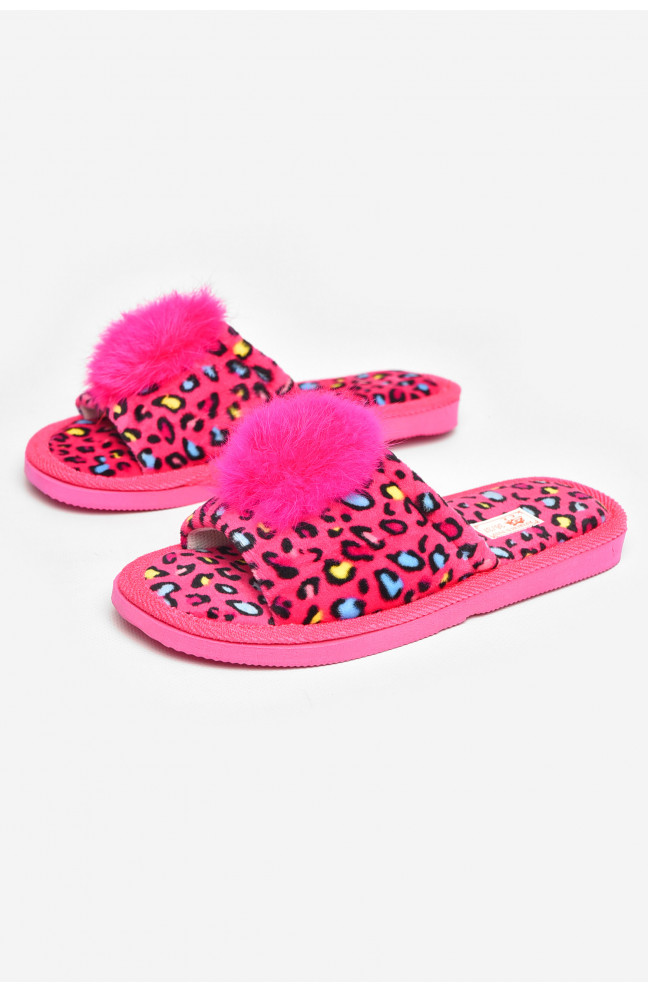 Тапочки домашние женские велюровые розового цвета 211367L