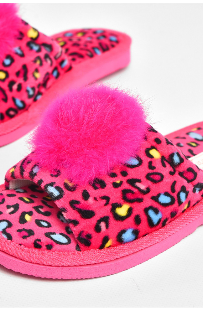 Тапочки домашние женские велюровые розового цвета 211367L