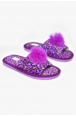 Тапочки домашние женские велюровые сиреневого цвета 211368L