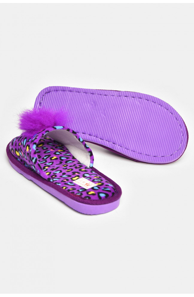 Тапочки домашние женские велюровые сиреневого цвета 211368L