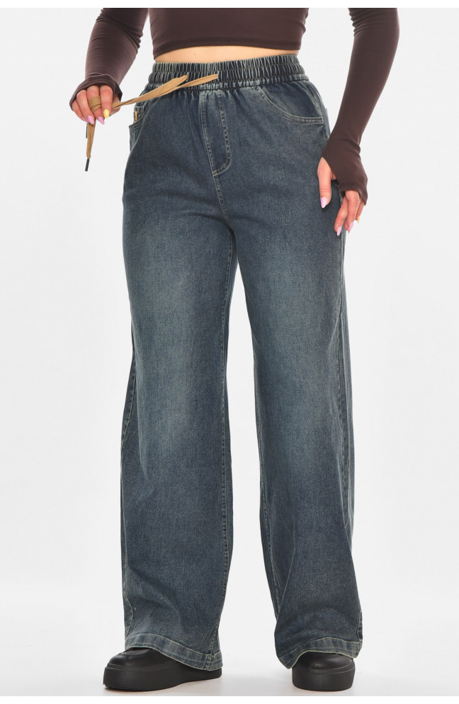 Джинсы женские однотонные тёмно-синего цвета 211449L