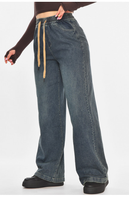 Джинсы женские однотонные тёмно-синего цвета 211449L