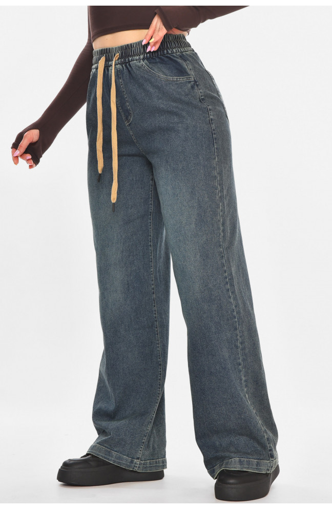 Джинсы женские однотонные тёмно-синего цвета 211449L