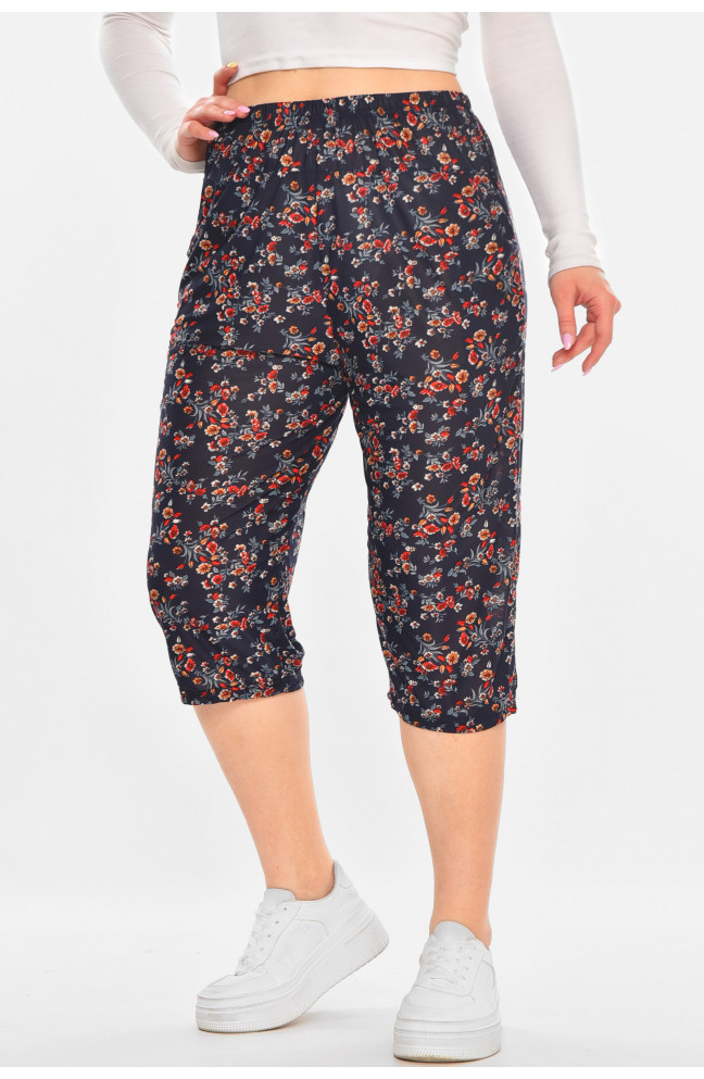 Бриджи женские тёмно-синего цвета с принтом 211486L