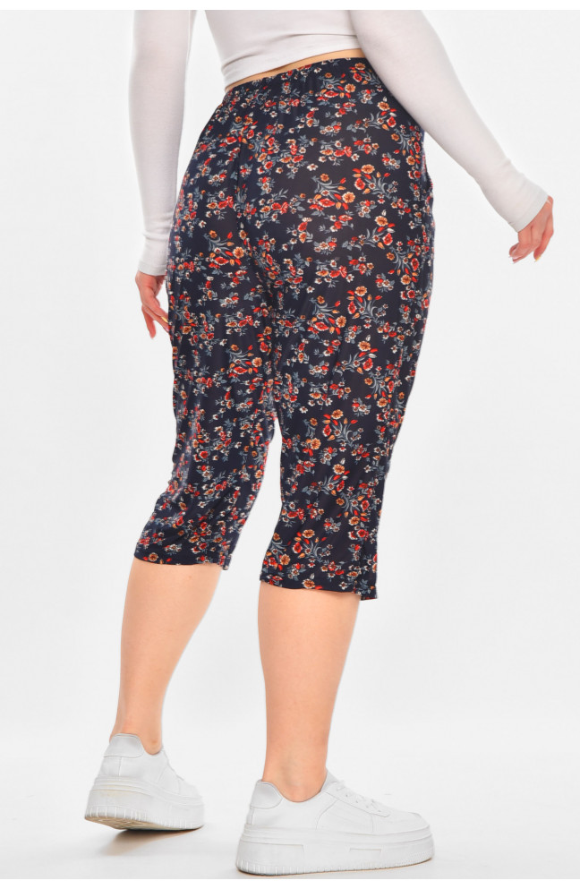 Бриджи женские тёмно-синего цвета с принтом 211486L