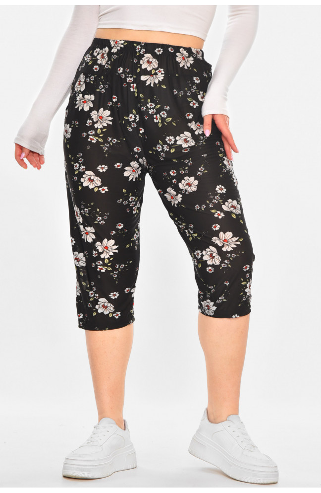 Бриджи женские черного цвета с принтом 211491L
