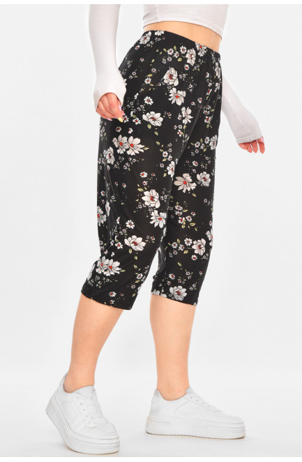 Бриджи женские черного цвета с принтом 211491L