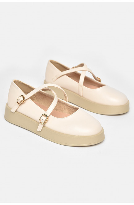 Туфли-лоферы детские для девочки светло-бежевого цвета 211944L
