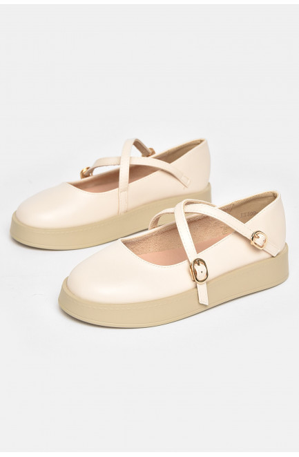 Туфли-лоферы детские для девочки светло-бежевого цвета 211944L